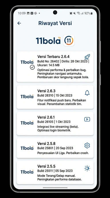 Riwayat Versi Aplikasi 11bola untuk Android