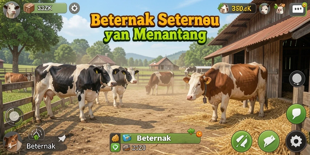 Antarmuka permainan 33ZK dengan fitur Beternak yang menarik.