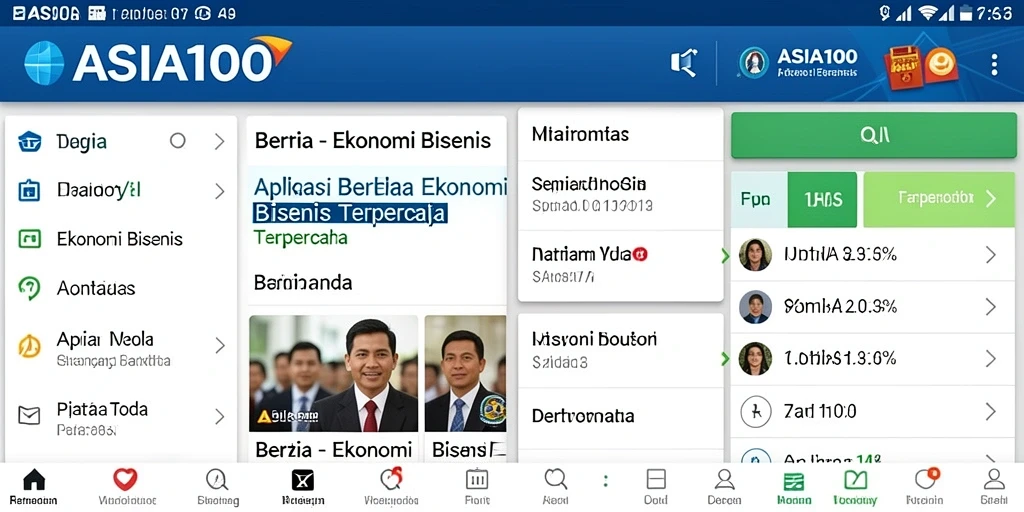 Tampilan antarmuka aplikasi ASIA100 yang informatif dan user-friendly.