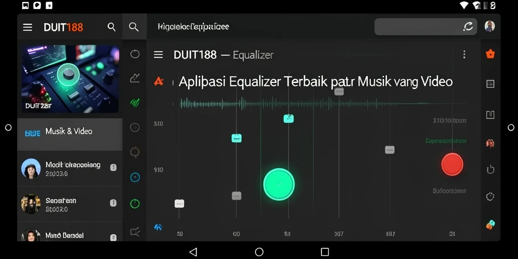Antarmuka aplikasi DUIT188 yang menarik untuk pengaturan Equalizer.
