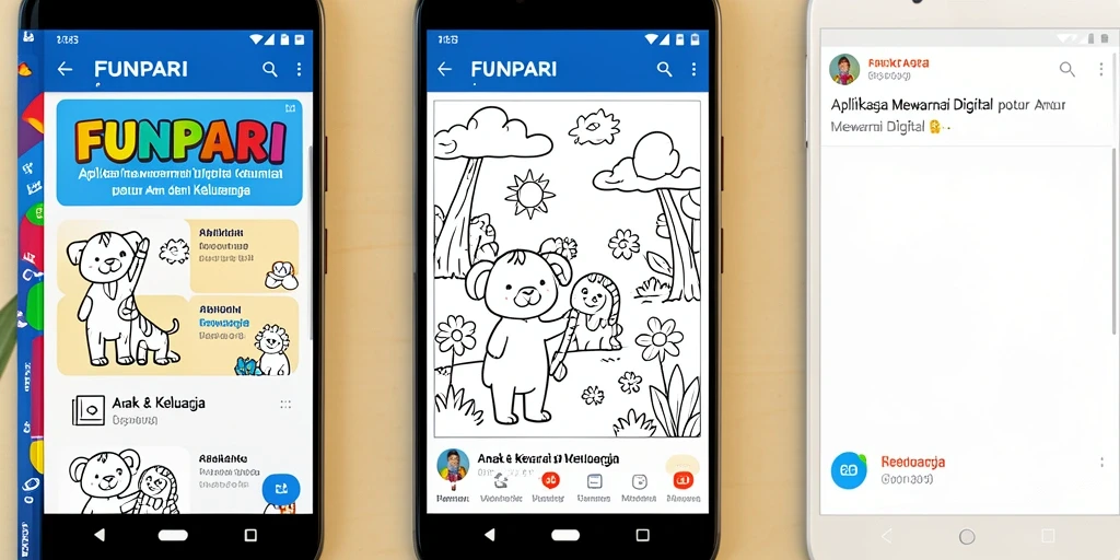 Antarmuka menarik dari aplikasi Mewarnai Digital FUNPARI.
