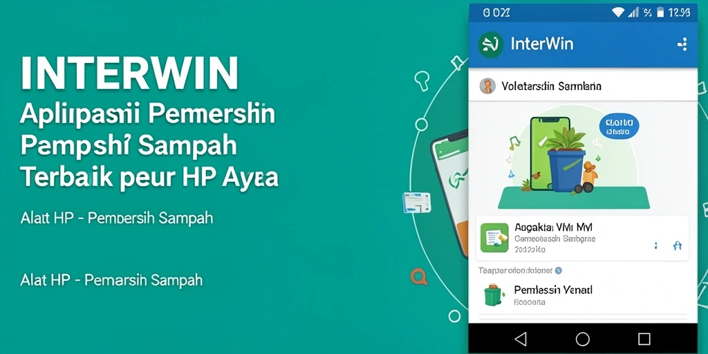 Tampilan antarmuka aplikasi INTERWIN Pembersih Sampah yang menarik dan informatif.
