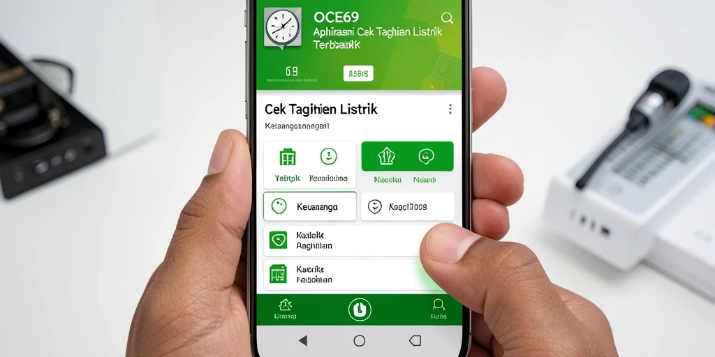 Antarmuka OCE69 menampilkan fitur cek tagihan listrik yang mudah dipahami.