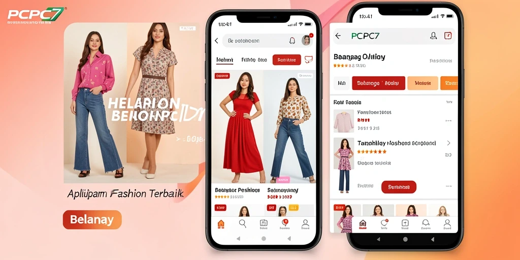 Antarmuka PCPC7 yang stylish dan mudah digunakan untuk belanja fashion.