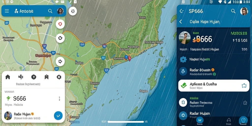 Antarmuka SP666 menampilkan informasi radar hujan secara jelas dan informatif.