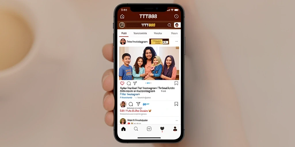 Tampilan antarmuka utama TTT888 dengan beragam filter Instagram.