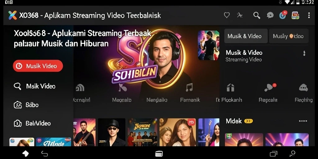 Screenshot antarmuka aplikasi XO368 yang menampilkan fitur Streaming Video.