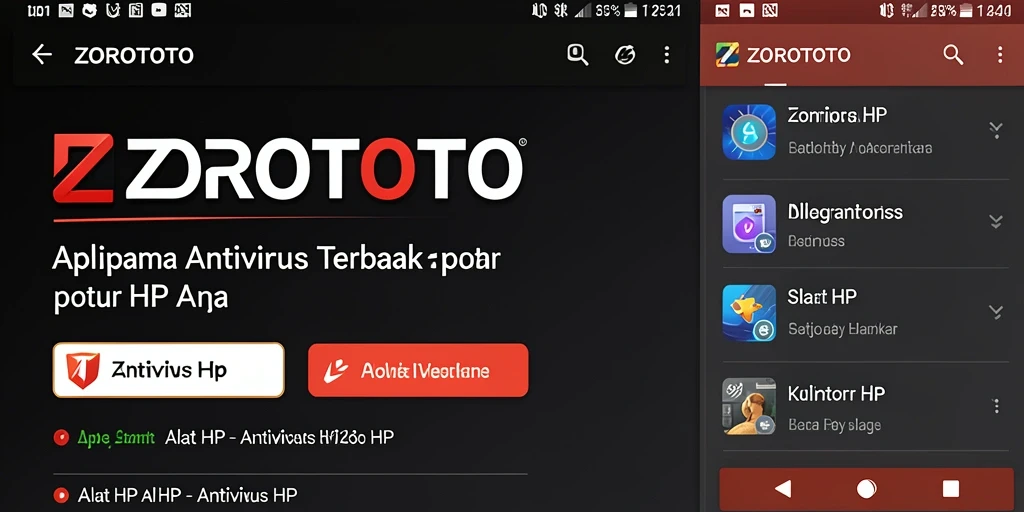 Tampilan antarmuka aplikasi ZOROTOTO dengan fitur pemindaian virus.